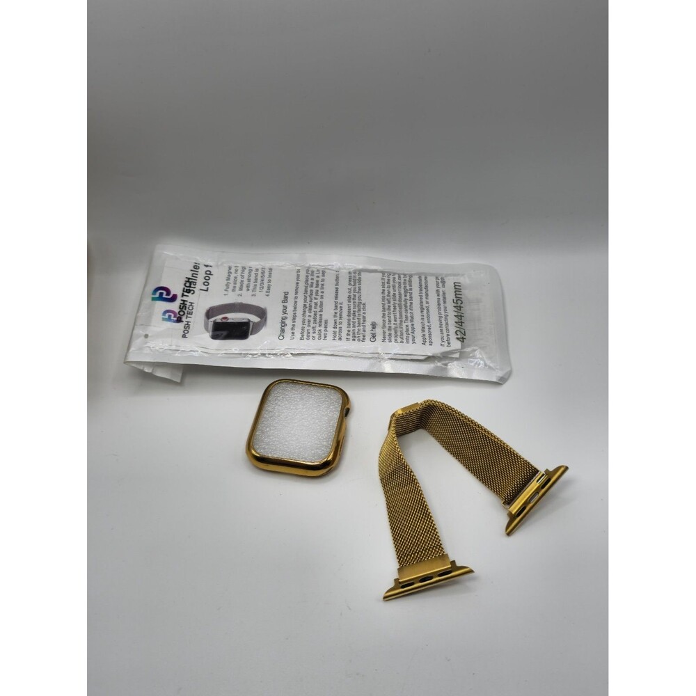 Posh Tech Gold Milanese Apple Watch Band Case Set 42/44/45mm